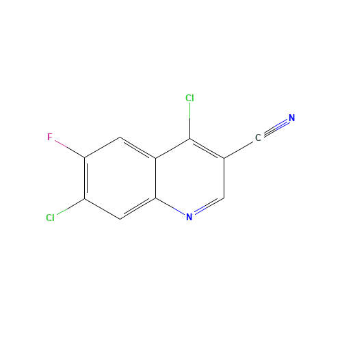 4,7-DICHLORO-6-FLUORO-QUINOLINE-3-CARBONITRILE (CAS: 886362-74-9) - Chemical Structure and Molecular Formula 