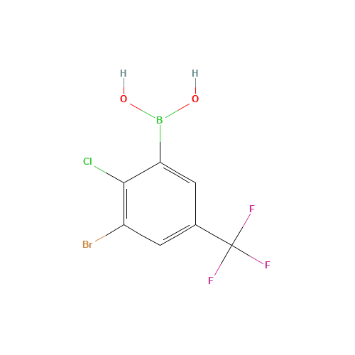 3-Bromo-2-chloro-5-(trifluoromethyl)phenylboronic acid (CAS: 957120-85-3) - Chemical Structure and Molecular Formula 