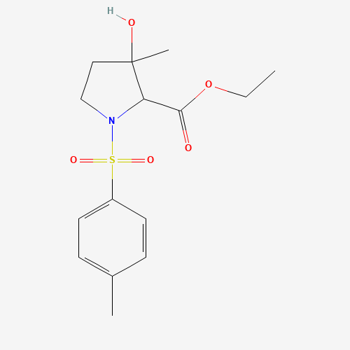 ethyl 3-hydroxy-3-methyl-1-tosylpyrrolidine-2-carboxylate (CAS: 3284-52-4) - Chemical Structure and Molecular Formula 