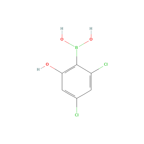 2,4-dichloro-6-hydroxyphenylboronic acid (CAS: 1028332-22-0) - Chemical Structure and Molecular Formula 
