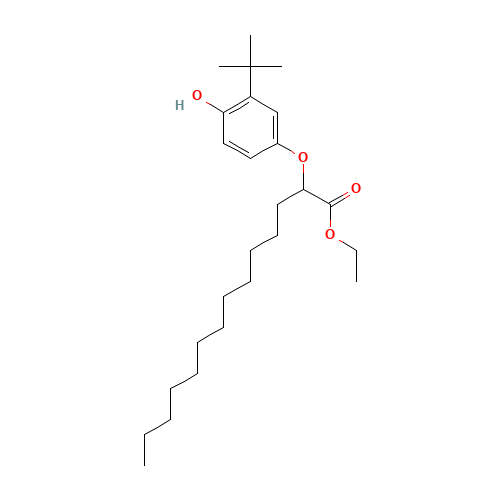 Ethyl 2-(3-tert-butyl-4-hydroxyphenoxy)tetradecanoate (CAS: 31994-60-2) - Chemical Structure and Molecular Formula 