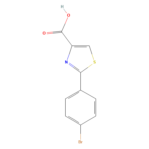 2-(4-BROMO-PHENYL)-THIAZOLE-4-CARBOXYLIC ACID (CAS: 21160-50-9) - Chemical Structure and Molecular Formula 