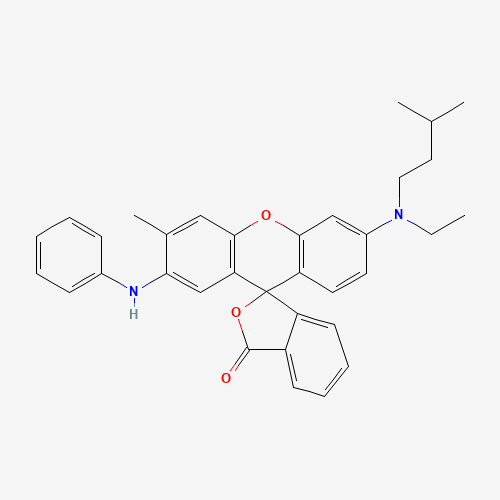 2'-anilino-6'-[ethyl(3-methylbutyl)amino]-3'-methylspiro[isobenzofuran-1(3H),9'-[9H]xanthene]-3-one (CAS: 70516-41-5) - Chemical Structure and Molecular Formula 