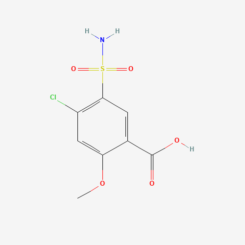 4-Chloro-2-methoxy-5-sulfamoylbenzoic acid (CAS: 14293-50-6) - Chemical Structure and Molecular Formula 