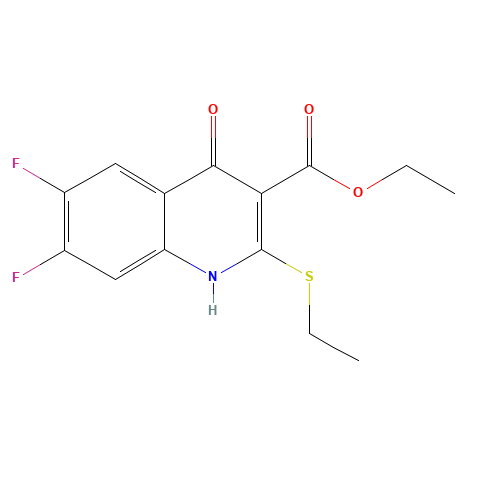 Ethyl 6,7-difluoro-2-ethylmercapto-4-hydroxyquinoline-3-carboxylate (CAS: 154330-67-3) - Chemical Structure and Molecular Formula 