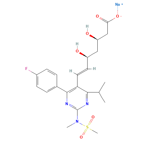 Rosuvastatin sodium (CAS: 147098-18-8) - Chemical Structure and Molecular Formula 