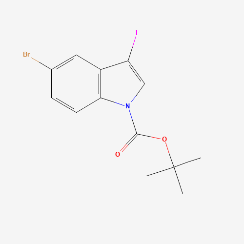 5-BROMO-3-IODOINDOLE-1-CARBOXYLIC ACID TERT-BUTYL ESTER (CAS: 850349-72-3) - Chemical Structure and Molecular Formula 