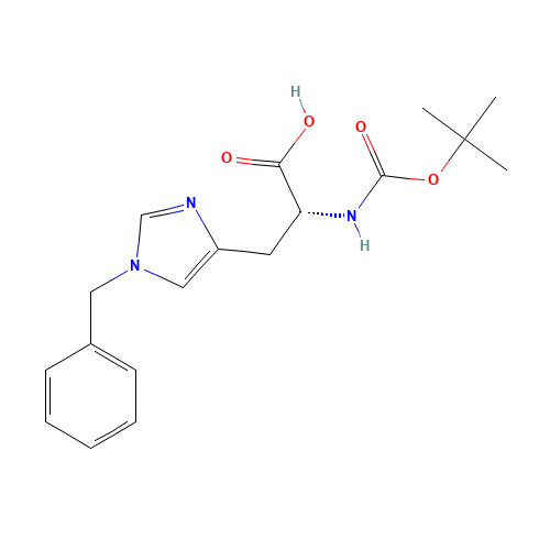 N-Boc-1-phenylmethyl-D-histidine (CAS: 65717-64-8) - Chemical Structure and Molecular Formula 