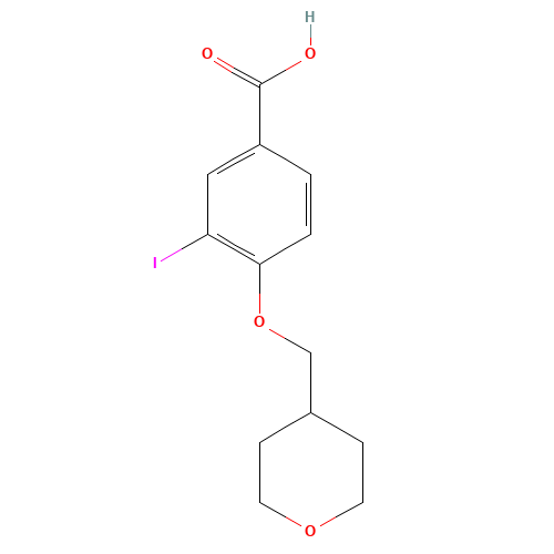 3-iodo-4-((tetrahydro-2H-pyran-4-yl)methoxy)benzoic acid (CAS: 1131614-89-5) - Chemical Structure and Molecular Formula 