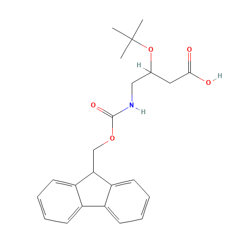 (3R)-3-tert-Butyloxy-4-(9-fluorennylmethoxy)-carbonylaminobutyric Acid (CAS: 916892-18-7) - Chemical Structure and Molecular Formula 