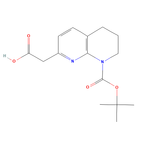 1-[(tert-Butoxy)carbonyl]-3,4-dihydro-1,8-naphthyridine-7(2H)-acetic acid (CAS: 445492-19-3) - Chemical Structure and Molecular Formula 
