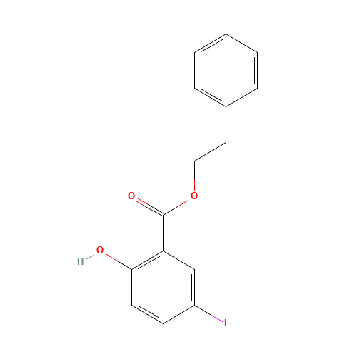 phenethyl 2-hydroxy-5-iodobenzoate (CAS: 1131622-43-9) - Chemical Structure and Molecular Formula 