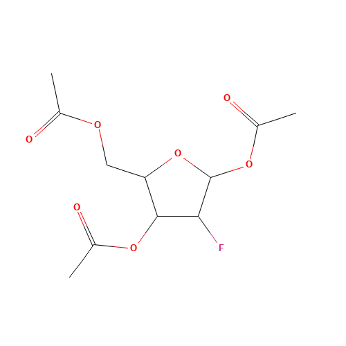 2-FLUORO-2-DEOXY-1,3,5-TRI-O-ACETYL-A-D-ARABINOFURANOSE (CAS: 444586-86-1) - Chemical Structure and Molecular Formula 