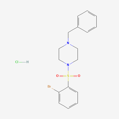 1-BENZYL-4-(2-BROMO-BENZENESULFONYL)-PIPERAZINE HYDROCHLORIDE (CAS: 864759-62-6) - Chemical Structure and Molecular Formula 