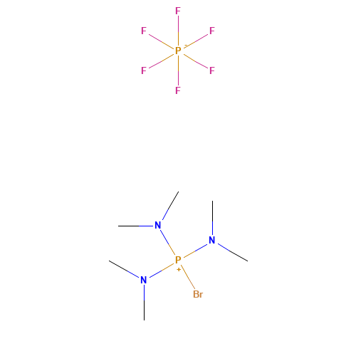 Bromotris(dimethylamino)phosphonium hexafluorophosphate (CAS: 50296-37-2) - Chemical Structure and Molecular Formula 