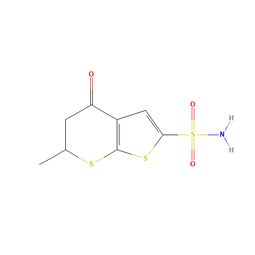 6-Methyl-4-oxo-5,6-dihydro-4H-thieno[2,3-b]thiopyran-2-sulfonamide (CAS: 120279-88-1) - Chemical Structure and Molecular Formula 