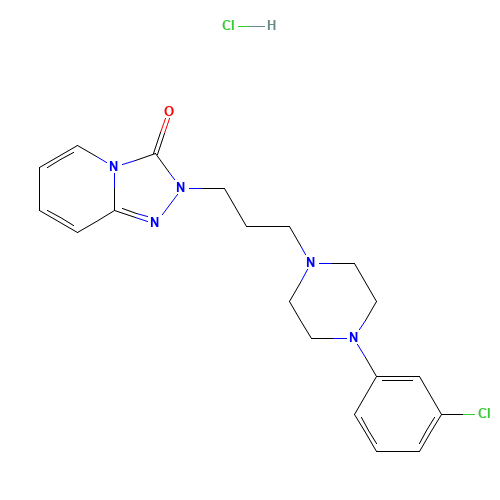 Trazodone hydrochloride (CAS: 25332-39-2) - Chemical Structure and Molecular Formula 
