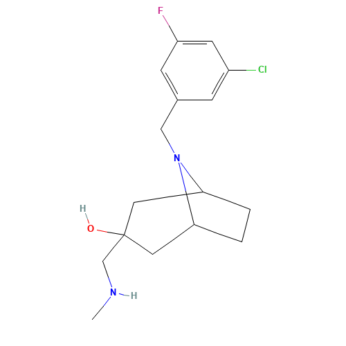 8-(3-chloro-5-fluorobenzyl)-3-((methylamino)methyl)-8-aza-bicyclo[3.2.1]octan-3-ol (CAS: 1222541-20-9) - Related Chemical Product