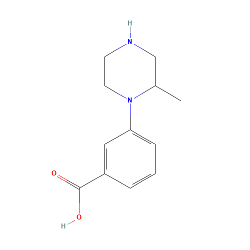 1-(3-carboxyphenyl)-2-methyl piperazine (CAS: 1131623-01-2) - Chemical Structure and Molecular Formula 