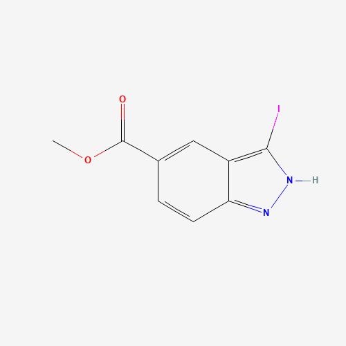 3-IODO-1H-INDAZOLE-5-CARBOXYLIC ACID METHYL ESTER (CAS: 885271-25-0) - Chemical Structure and Molecular Formula 