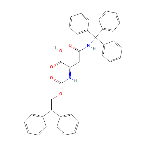 N-(9-Fluorenylmethyloxycarbonyl)-N'-trityl-D-asparagine (CAS: 180570-71-2) - Chemical Structure and Molecular Formula 