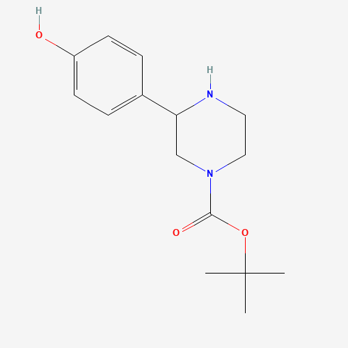 3-(4-HYDROXY-PHENYL)-PIPERAZINE-1-CARBOXYLIC ACID TERT-BUTYL ESTER (CAS: 889956-81-4) - Chemical Structure and Molecular Formula 