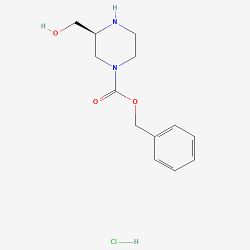 (S)-benzyl 3-(hydroxymethyl)piperazine-1-carboxylate hydrochloride (CAS: 930782-84-6) - Chemical Structure and Molecular Formula 