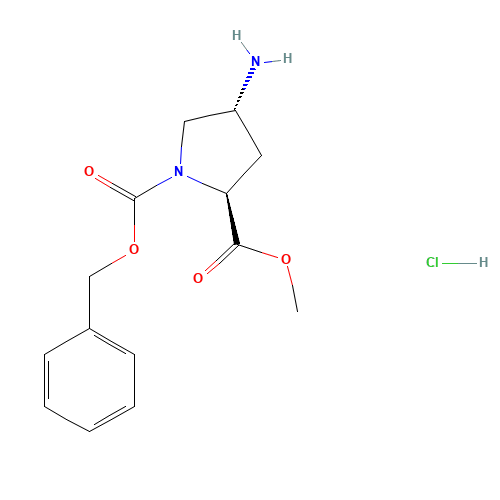 (2S,4R)-4-amino-1-benzyloxycarbonyl-pyrrolidine-2-carboxylic acid-methyl ester hydrochloride (CAS: 409325-33-3) - Chemical Structure and Molecular Formula 