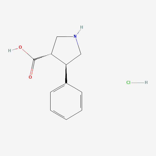 (TRANS)-4-PHENYL-PYRROLIDINE-3-CARBOXYLIC ACID-HCL (CAS: 1049755-65-8) - Chemical Structure and Molecular Formula 