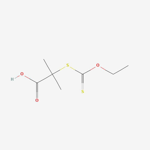 2-((Ethoxythioxo methyl)thio)-2-methylpropanoic acid (CAS: 133944-74-8) - Chemical Structure and Molecular Formula 