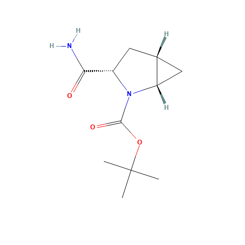 (1S,3S,5S)-3-(Aminocarbonyl)-2-azabicyclo[3.1.0]hexane-2-carboxylic acid tert-butyl ester (CAS: 361440-67-7) - Chemical Structure and Molecular Formula 