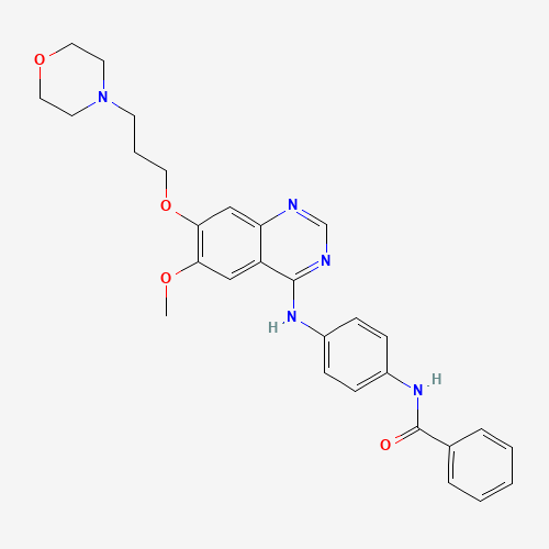 N-[4-[[6-METHOXY-7-[3-(4-MORPHOLINYL)PROPOXY]-4-QUINAZOLINYL]AMINO]PHENYL]BENZAMIDE (CAS: 331771-20-1) - Chemical Structure and Molecular Formula 