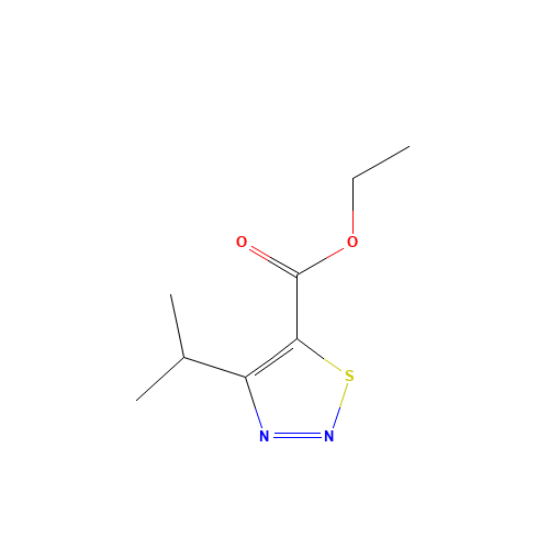 1,2,3-Thiadiazole-5-carboxylicacid,4-(1-methylethyl)-,ethylester(9CI) (CAS: 183302-79-6) - Chemical Structure and Molecular Formula 