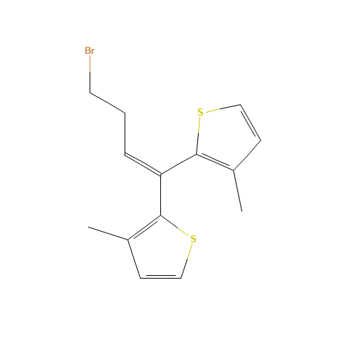 4-BROMO-1,1-BIS(3-METHYL-2-THIENYL)-1-BUTENE (CAS: 109857-81-0) - Chemical Structure and Molecular Formula 