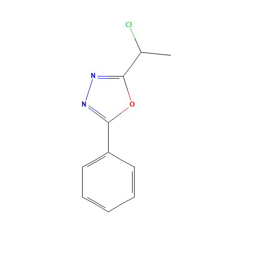 2-(1-CHLOROETHYL)-5-PHENYL-1,3,4-OXADIAZOLE (CAS: 36770-21-5) - Chemical Structure and Molecular Formula 