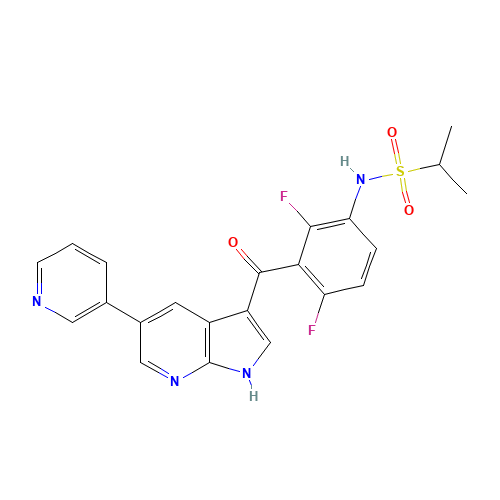 N-[2,4-Difluoro-3-[[5-(3-pyridinyl)-1H-pyrrolo[2,3-b]pyridin-3-yl]carbonyl]phenyl]-2-propanesulfonamide (CAS: 918505-61-0) - Chemical Structure and Molecular Formula 