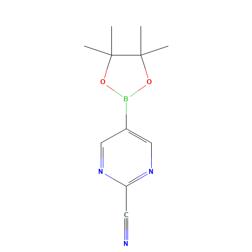 5-(4,4,5,5-Tetramethyl-1,3,2-dioxaborolan-2-yl)-2-pyrimidinecarbonitrile (CAS: 1025708-31-9) - Chemical Structure and Molecular Formula 