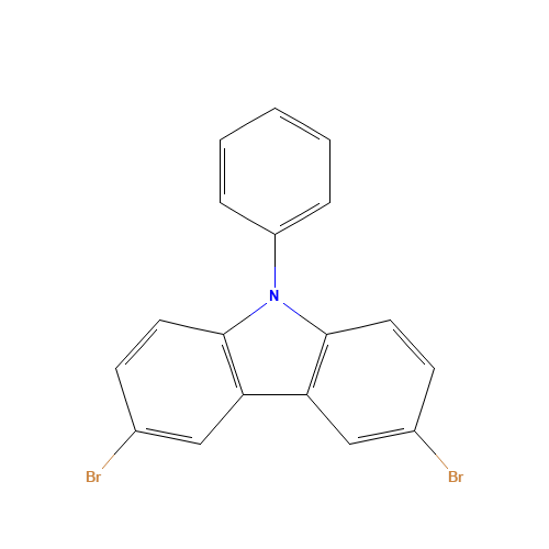 3,6-DIBROMO-9-PHENYLCARBAZOLE (CAS: 57103-20-5) - Chemical Structure and Molecular Formula 