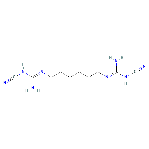 1,6-HEXAMETHYLENE-BIS-CYANOGUANIDINE (CAS: 15894-70-9) - Chemical Structure and Molecular Formula 