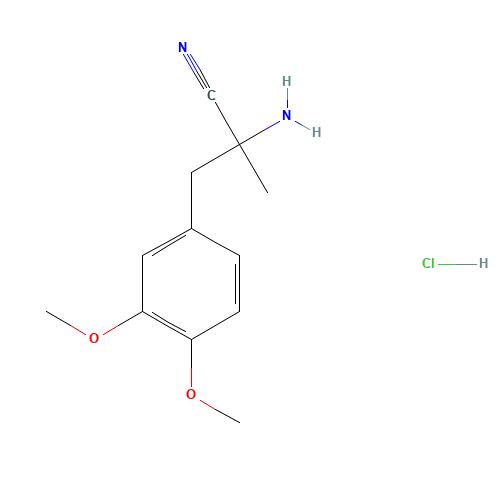 rac a-Amino-3,4-dimethoxy-a-methylbenzenepropanenitrile Hydrochloride (CAS: 2544-12-9) - Chemical Structure and Molecular Formula 