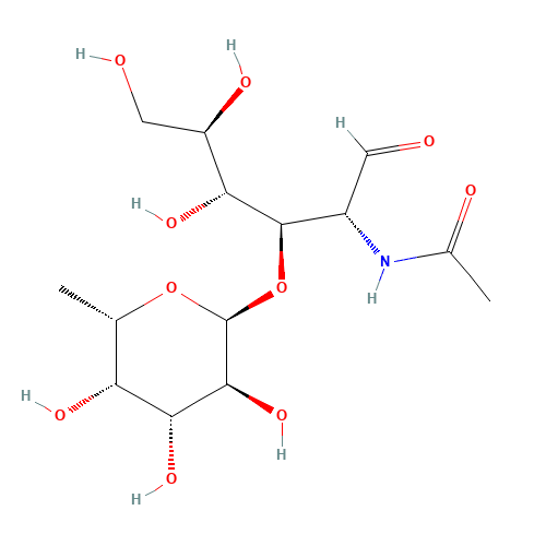 2-Acetamido-2-deoxy-3-O-(a-L-fucopyranosyl)-D-glucopyranose (CAS: 52630-68-9) - Chemical Structure and Molecular Formula 