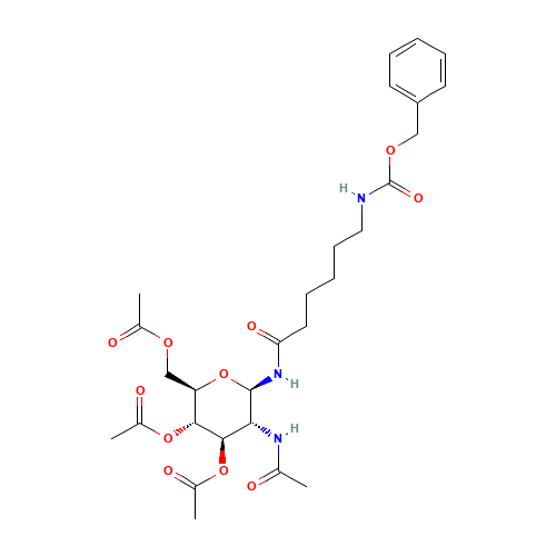 2-Acetamido-2-deoxy-3,4,6-tri-O-acetyl-N[N-(benzyloxycarbonyl)-ε-aminocaproyl]-b-D-glucopyranosylamine (CAS: 56146-88-4) - Chemical Structure and Molecular Formula 