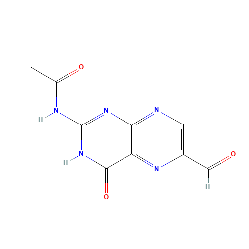 2-Acetamido-6-formylpteridin-4-one (CAS: 29769-49-1) - Chemical Structure and Molecular Formula 
