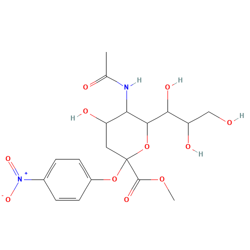 5-Acetamino-4-hydroxy-2-(4-nitro-phenoxy)-6-(1,2,3-trihydroxy-propyl)-tetrahydro-pyran-2-carboxylic Acid Methyl Ester (CAS: 59694-35-8) - Chemical Structure and Molecular Formula 