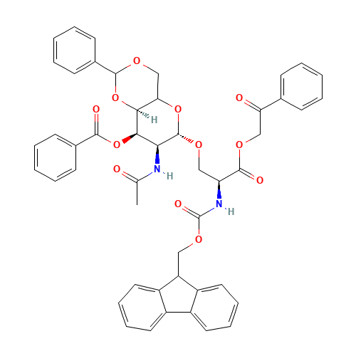 (S)-O-[2-(Acetylamino)-3-O-benzoyl-2-deoxy-4,6-O-benzylidene-a-D-galactopyranosyl]-N-9-Fmoc-L-serine Phenacyl Ester (CAS: 171973-67-4) - Related Chemical Product