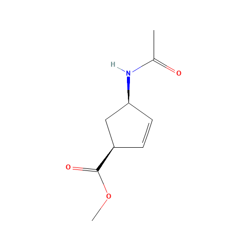 (1R,4S)-rel-4-(Acetylamino)-2-cyclopentene-1-carboxylic Acid Methyl Ester (CAS: 61865-49-4) - Chemical Structure and Molecular Formula 
