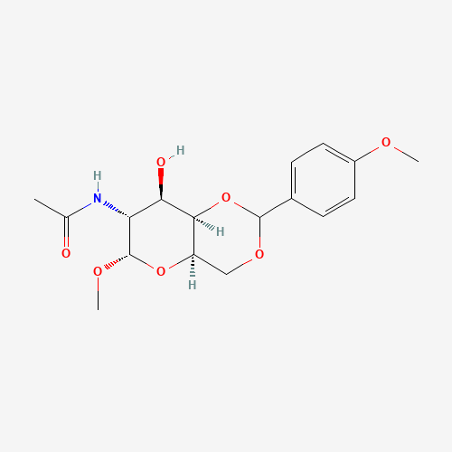 N-Acetyl-4,6-(p-methoxybenzylidene)-2-deoxy-1-O-methyl-a-D-galactosamine (CAS: 188666-34-4) - Chemical Structure and Molecular Formula 