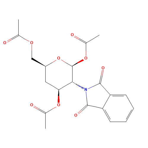 Acetyl 2-Deoxy-2-phthalimido-4-deoxy-3,6-di-O-acetyl-b-D-glucopyranoside (CAS: 1260591-45-4) - Chemical Structure and Molecular Formula 