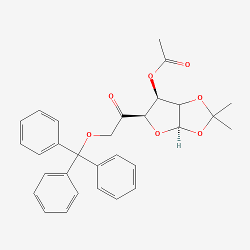 3-Acetyl-1,2-O-isopropylidene-6-O-trityl-b-L-arabino-hexofuranos-5-ulose (CAS: 109680-98-0) - Chemical Structure and Molecular Formula 