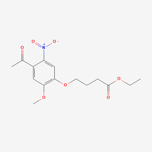 4-(4-Acetyl-2-methoxy-5-nitrophenoxy)-butanoic Acid Ethyl Ester (CAS: 1031702-80-3) - Chemical Structure and Molecular Formula 